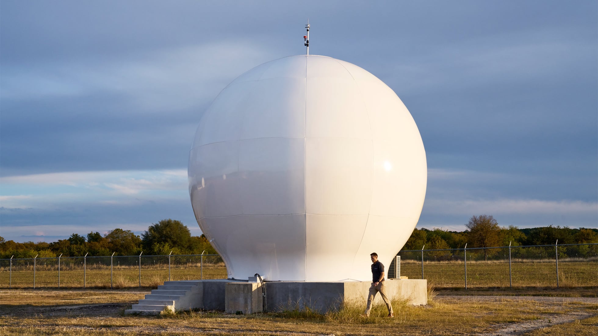 Closeup of a Globalstar ground station for satellite communications